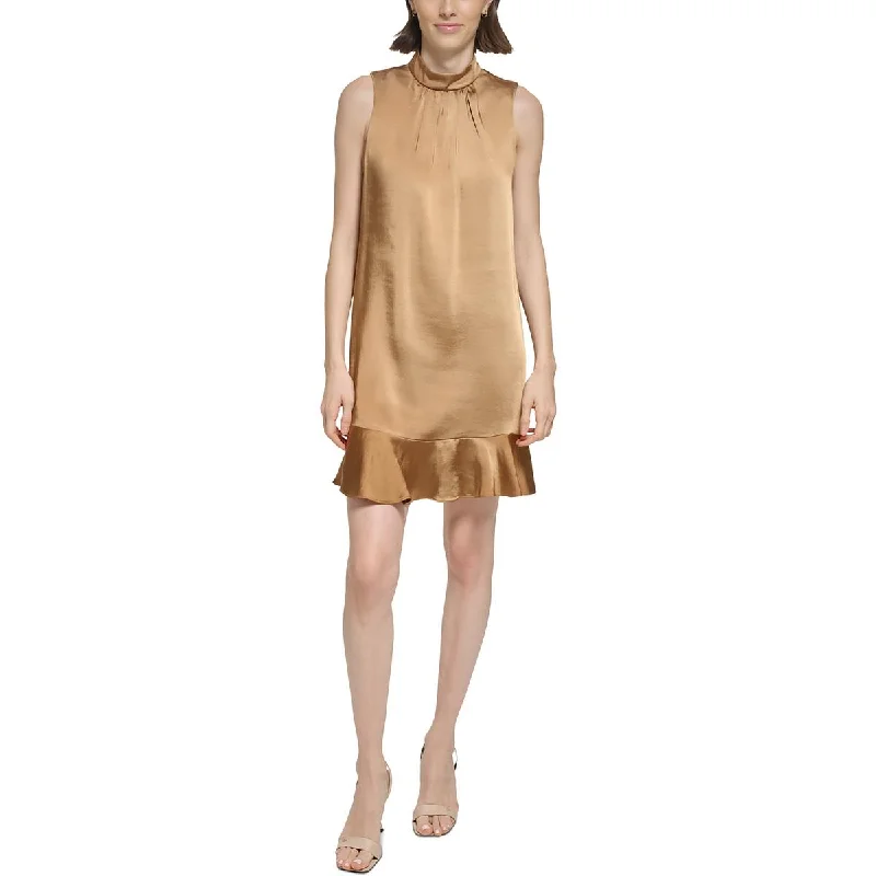 Super Savings Calvin Klein Womens Ruched Satin Shift Dress