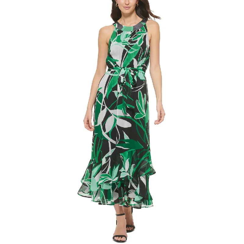 Massive Discounts Calvin Klein Womens Ruffle Maxi Halter Dress