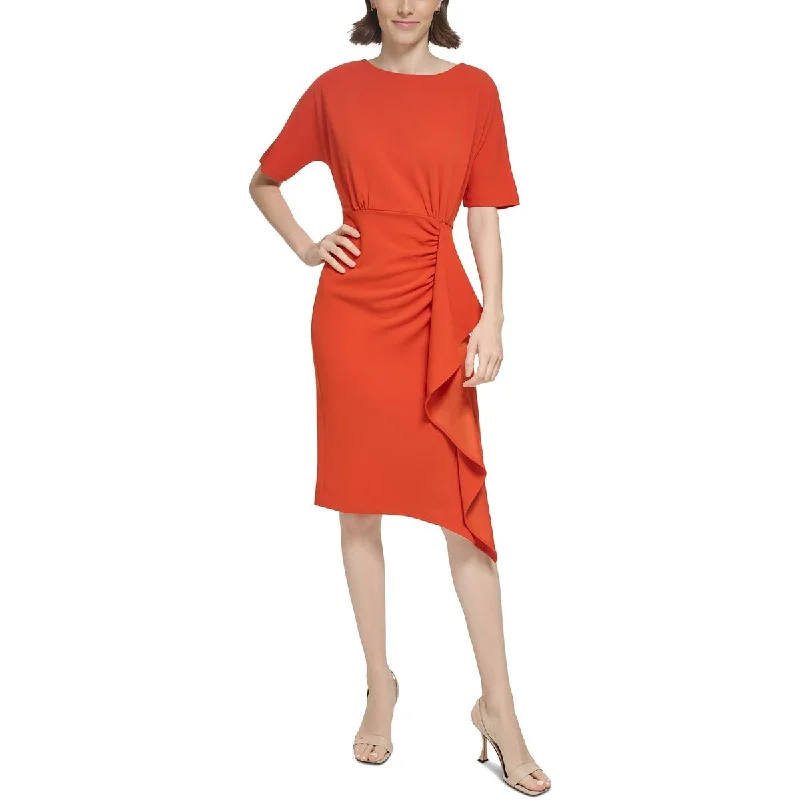 Mega Sale Calvin Klein Womens Ruffled Crepe Sheath Dress