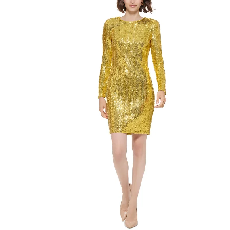 Today's Offer Calvin Klein Womens Sequined Mini Sheath Dress