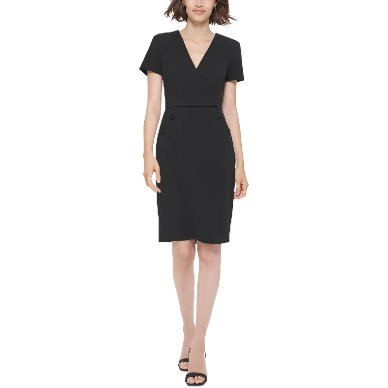 Extra Discount Calvin Klein Womens Surplice Knee-Length Sheath Dress