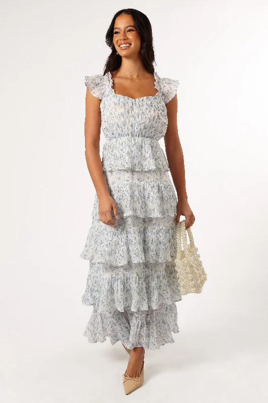 Price Cut Alert Cayson Midi Ruffle Dress - Cream Lavender