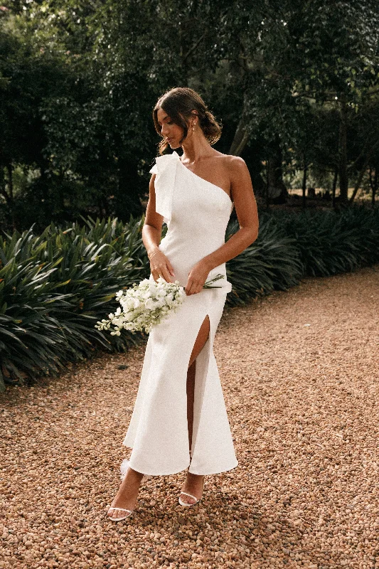 Exclusive Savings Event Charmed One Shoulder Midi Dress - Off White