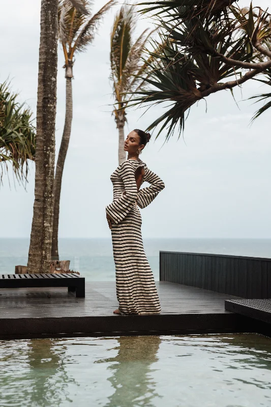 Weekend Special Sale Cherie Knit Maxi Dress - Sand Black