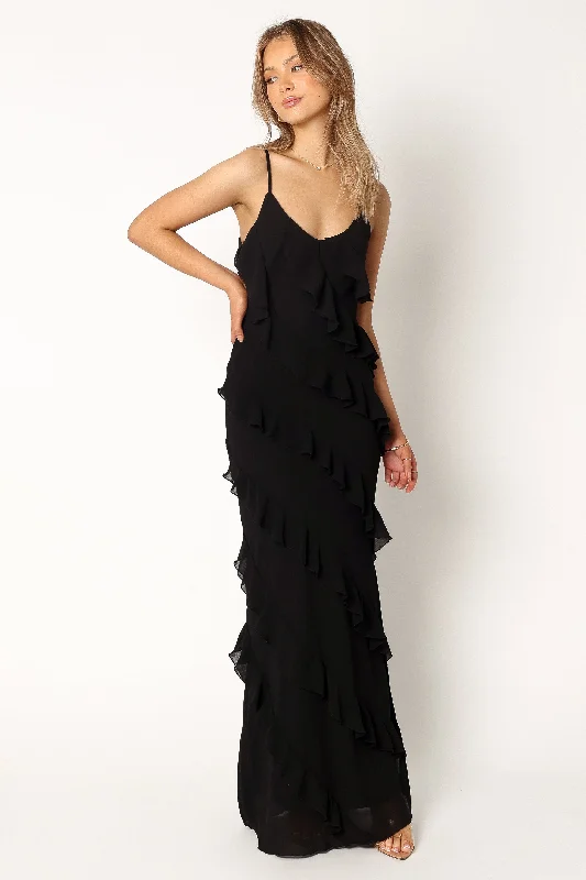Weekend Offers You Love Ciao Ruffles Maxi Dress - Black