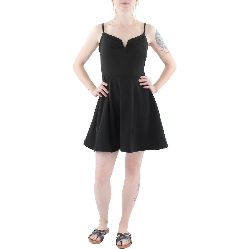 Weekend Offers You Love City Studios Womens Juniors Knit Notched Neck Fit & Flare Dress