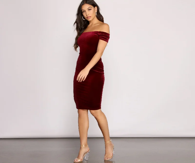 Massive Savings Event Velvet Luxe Stylish Bodycon Midi Dress