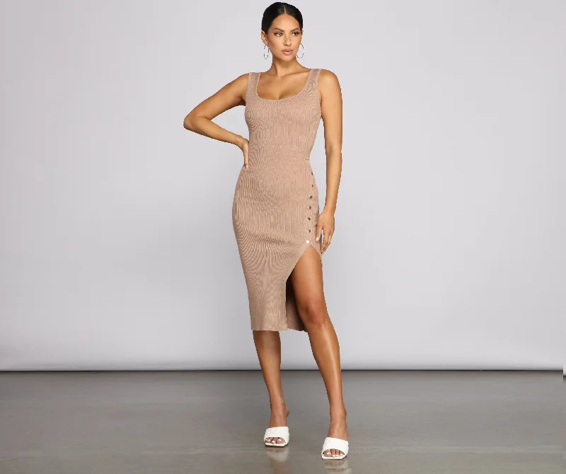 Best Price Guarantee The One Ribbed Charming Knit Midi Dress