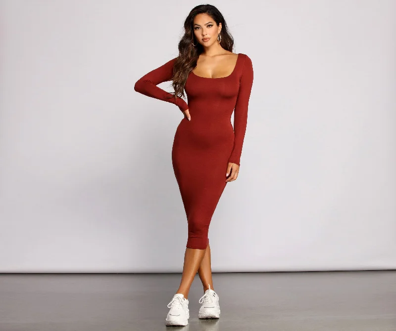 Lovin' Knit Stylish Basic Midi Dress