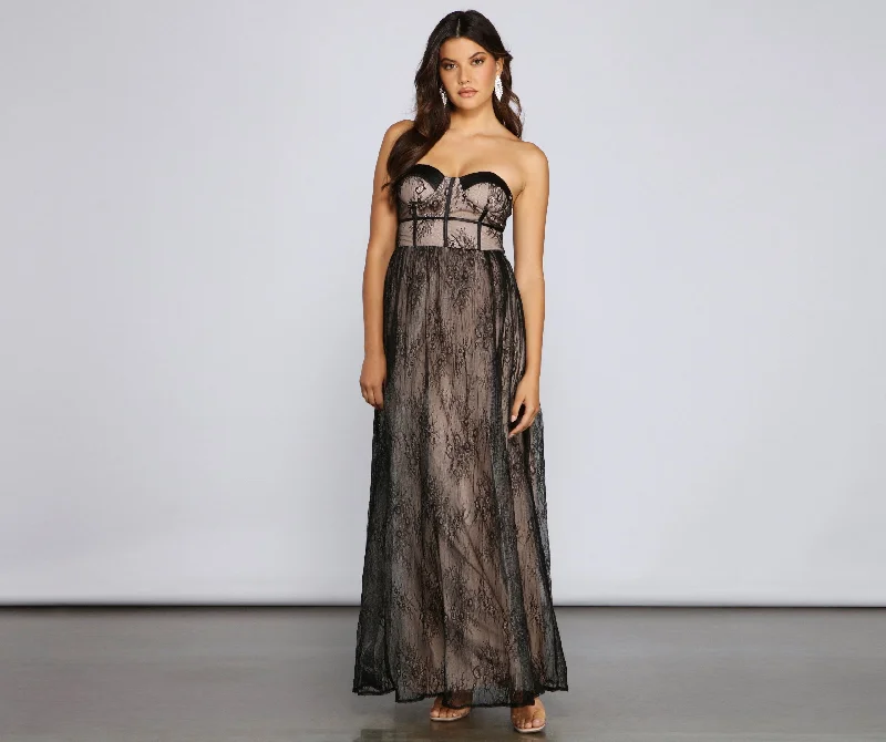 Massive Price Cuts Laurel Formal Lace Charming Illusion Corset Dress