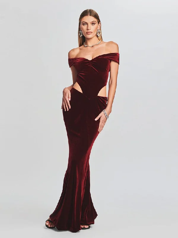 Clearance Event Lara Glitter Stylish Velvet Mermaid Dress