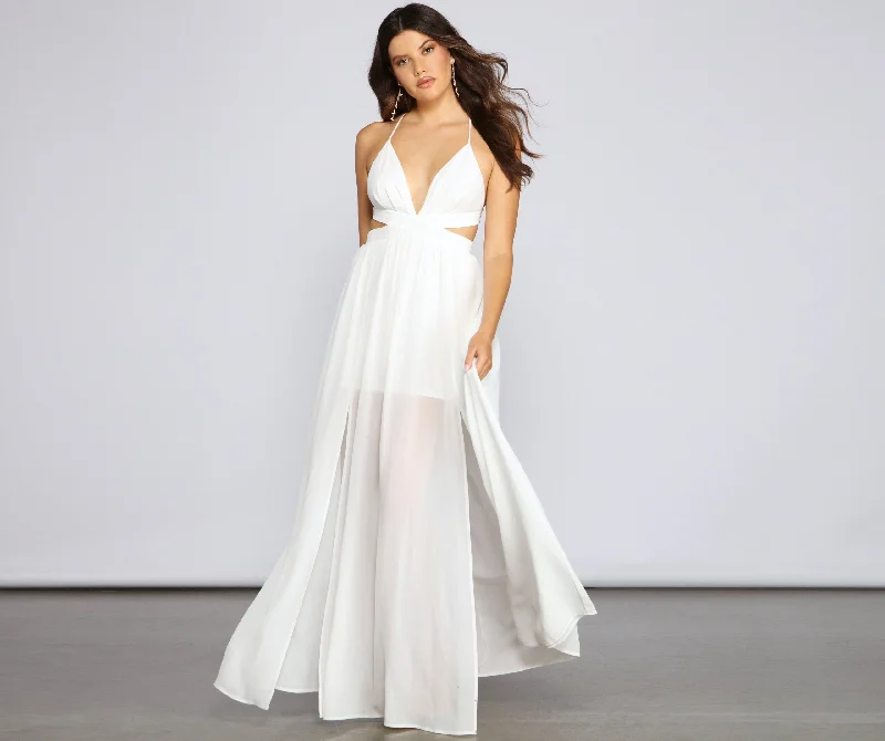 Weekend Price Slash Day Dionne Formal Stylish Cutout Chiffon Dress