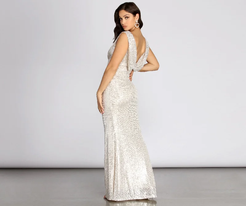 Weekend Exclusive Offers You’ll Love Diane Sequin Drape Charming Back Formal Dress
