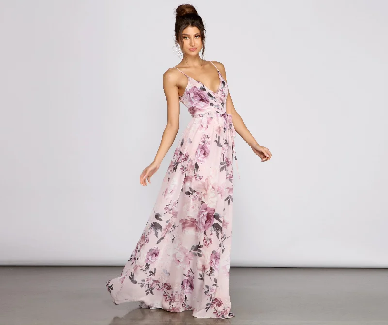 Sale Alert Dana Floral Stylish Chiffon Tie-Front Dress
