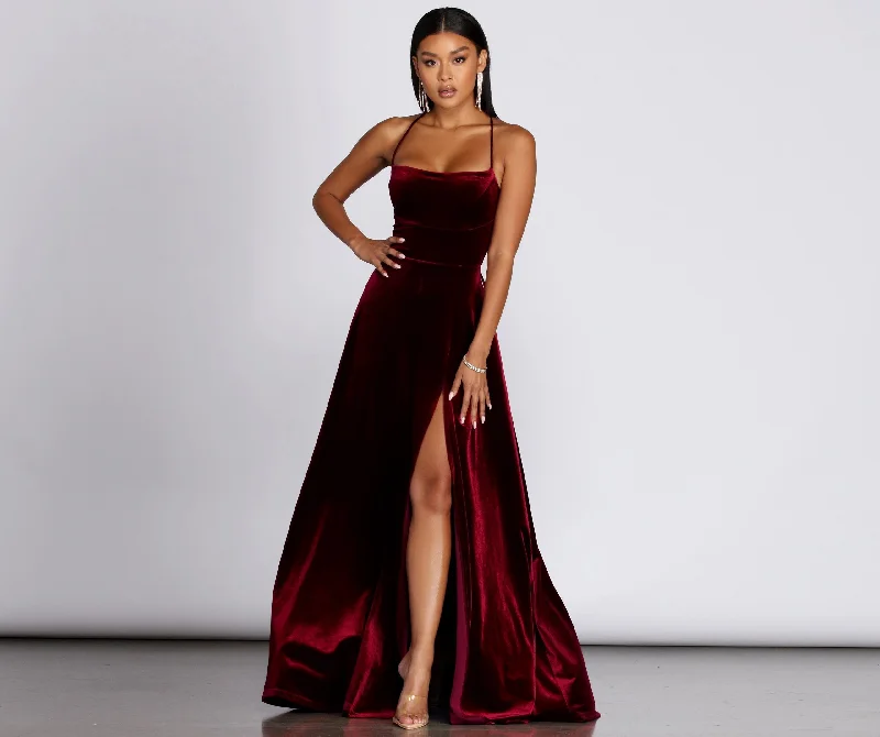 Exclusive Online Offers Dakota Velvet Lace Charming Up Evening Gown