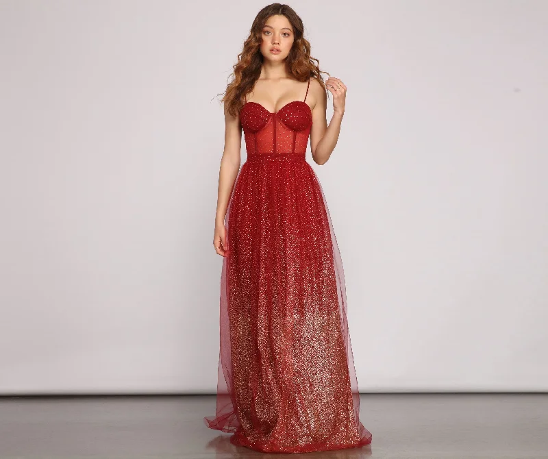 Special Price Drop Cressida Formal Stylish Glitter A-Line Dress