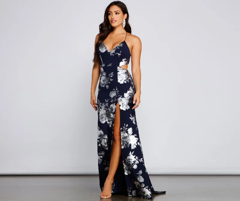 Best Offers Courtney Foiled Stylish Floral Formal Dress