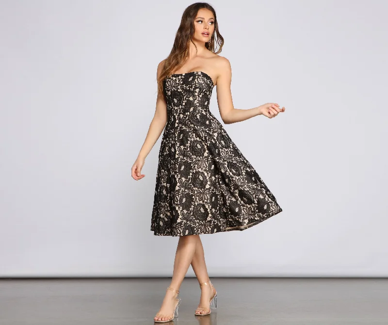 Limited Quantity Corrine Strapless Lace Charming Detail Formal Dress