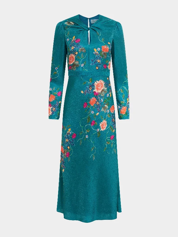 Limited-Time Flash Deal Claudia Midi Dress in Peacock Flori