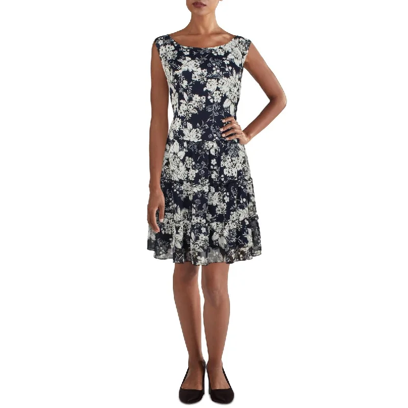 Weekend Hot Prices Connected Apparel Womens Petites Chiffon Floral Sheath Dress