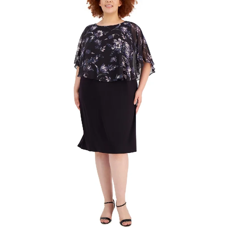 Special Price Drop Connected Apparel Womens Plus Floral Midi Cocktail and Party Dress