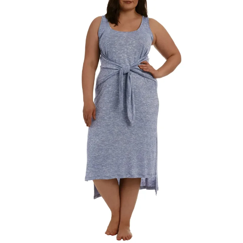 La Blanca Women's Plus Beach Cozy Tie Front Midi Dress Cover Up