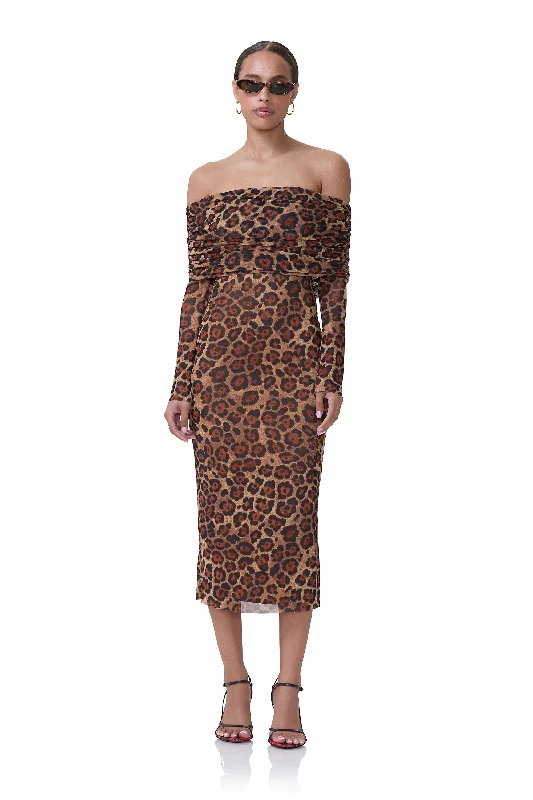 Cornelia Midi Dress - Cocoa Leopard