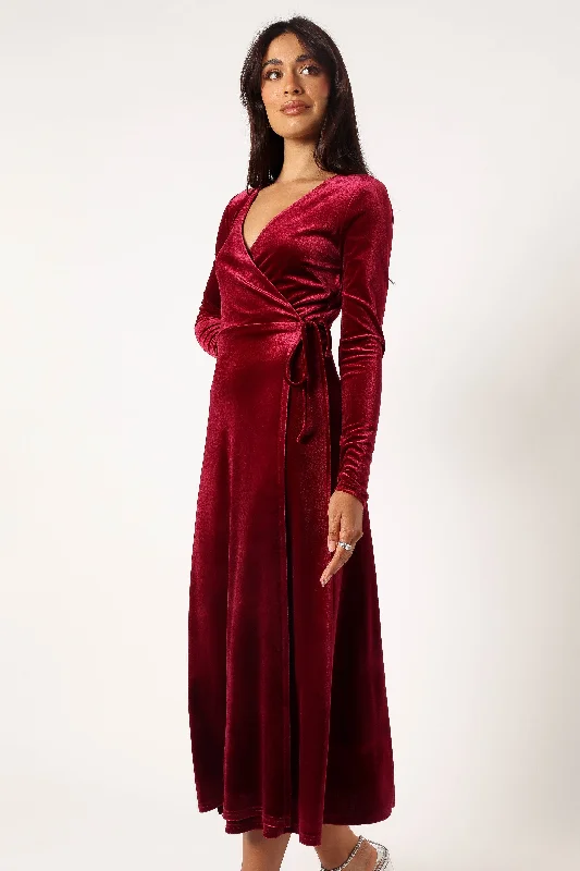 Sale Alert Darby Long Sleeve Midi Dress - Burgundy