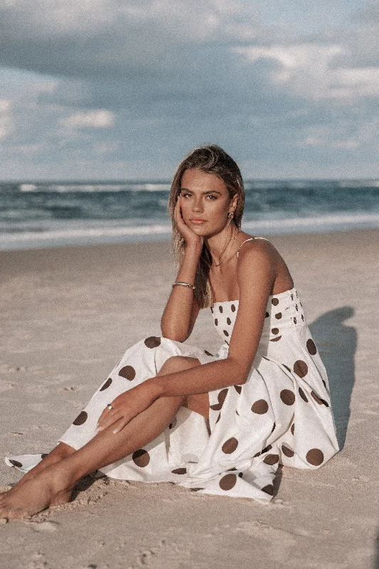 Price Slash Alert Deenie Maxi Dress - Chocolate Brown Spot