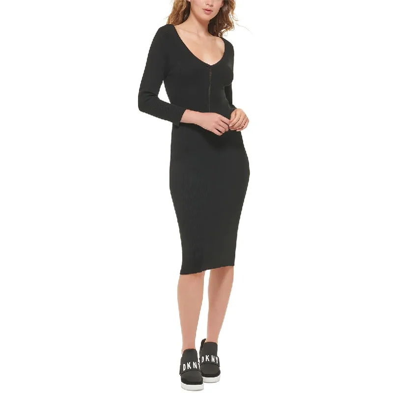 Instant Discount DKNY Jeans Womens Fitted V-Neck Sweaterdress