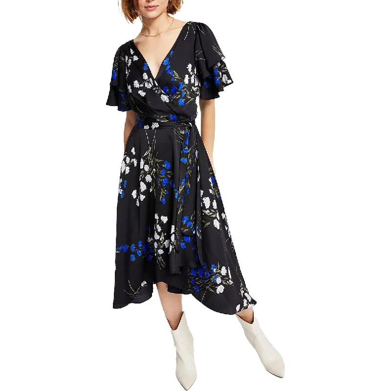 Weekend Shopping Deals DKNY Womens Belted Midi Wrap Dress