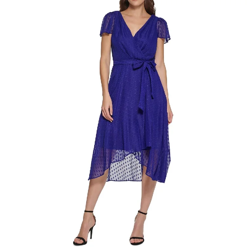 End-of-Season Sale DKNY Womens Chiffon Clip Dot Midi Dress