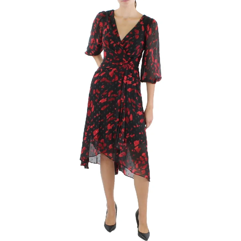 Weekend Special Discounts DKNY Womens Chiffon Printed Midi Dress