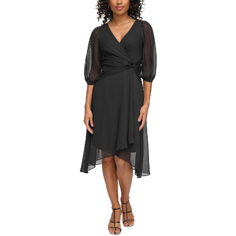 Super Low Prices DKNY Womens Gathered Chiffon Midi Dress