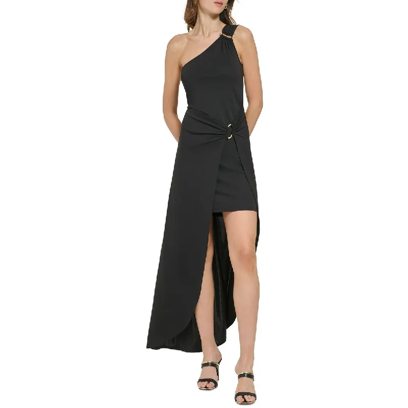 Offer Ending Soon DKNY Womens Gold Ring Asymmetric Midi Dress