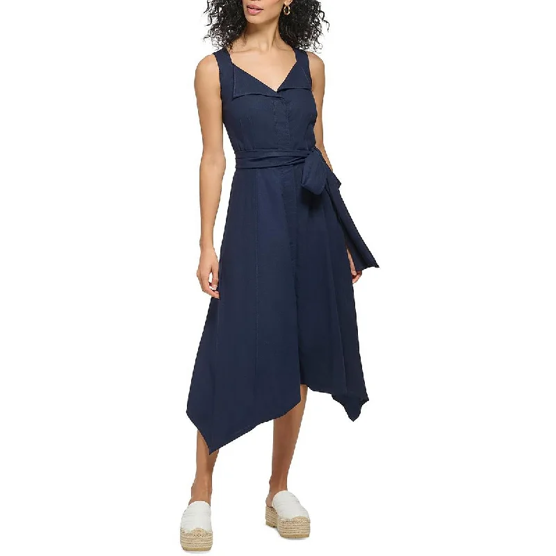 Limited Quantity DKNY Womens Linen Midi Shirtdress