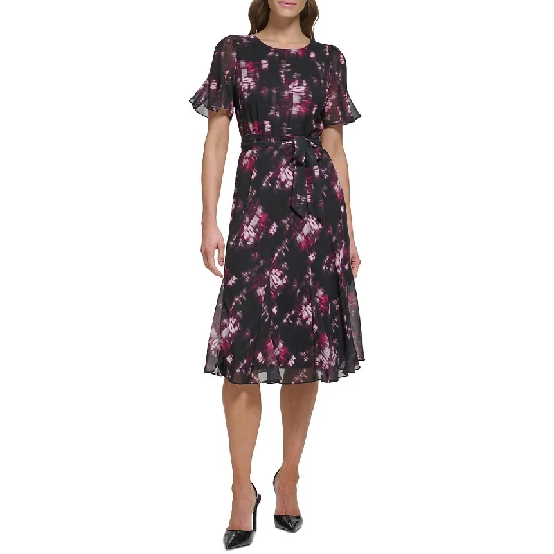 Shop Now and Save DKNY Womens Midi Flutter Sleeve Wear To Work Dress