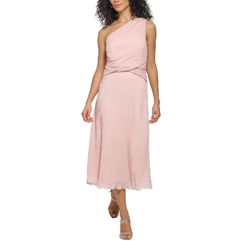 Limited Time Only DKNY Womens Pleated Metallic Midi Dress