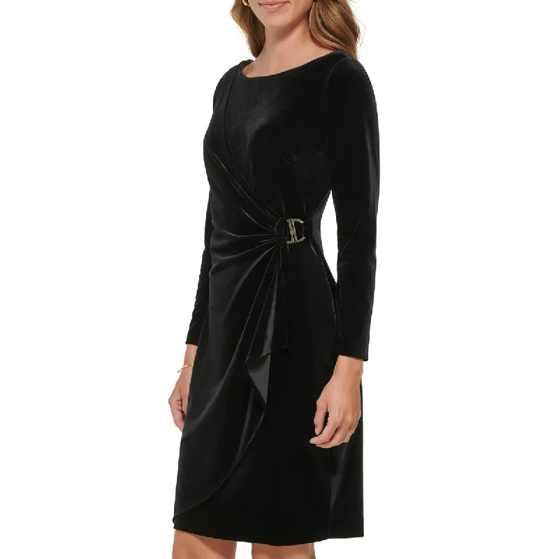 Flash Discounts DKNY Womens Velvet Midi Wrap Dress