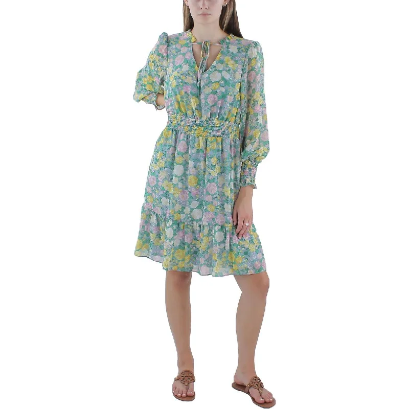 Weekend Specials Galore Donna Ricco Womens Floral Print Chiffon Midi Dress