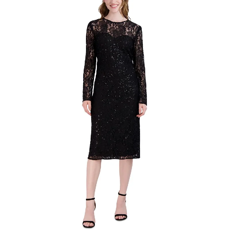 Weekend Bargain Bonanza Donna Ricco Womens Lace Midi Sheath Dress