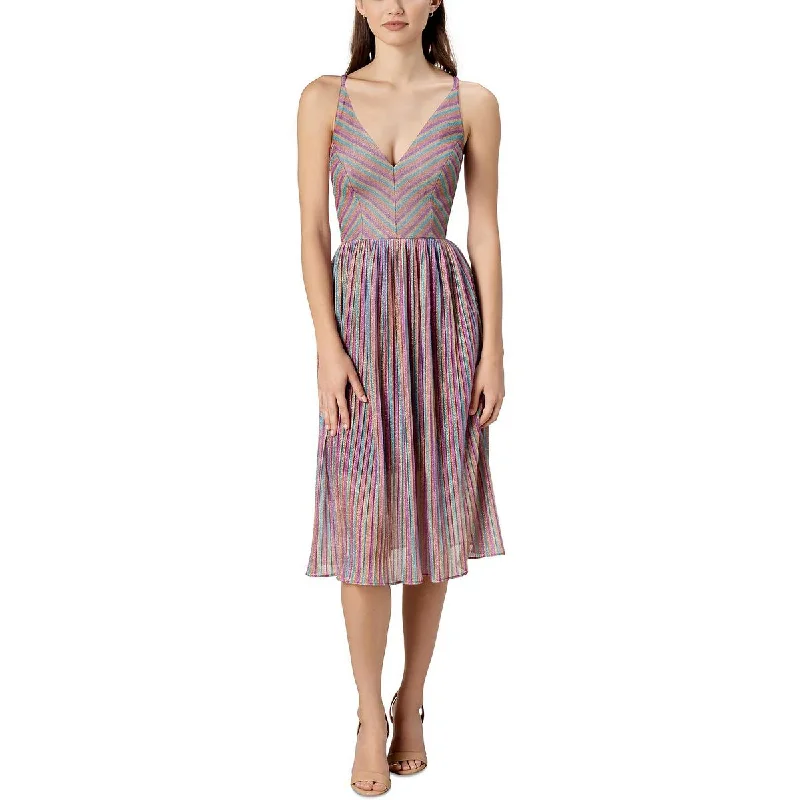 Weekend Shopping Spree Dress The Population Womens Metallic Midi Cocktail and Party Dress