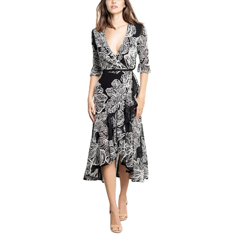 Exclusive Online Offers Dress The Population Womens Ophelia Embroidered Midi Wrap Dress