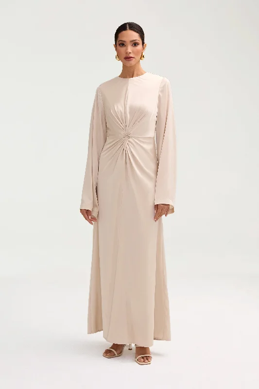 Weekend Bonanza Duha Satin Twist Front Maxi Dress - Cloud