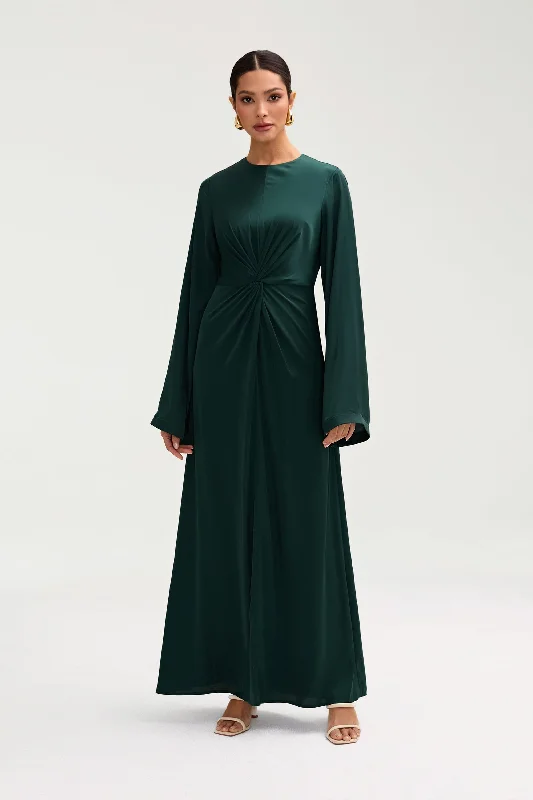 Weekend Sale Frenzy Duha Satin Twist Front Maxi Dress - Emerald