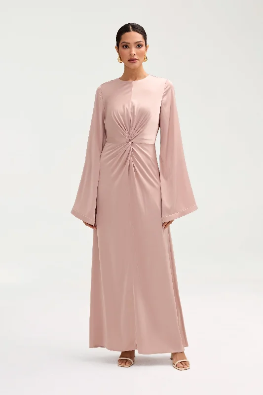Weekend Steals Duha Satin Twist Front Maxi Dress - Pink Jasmine