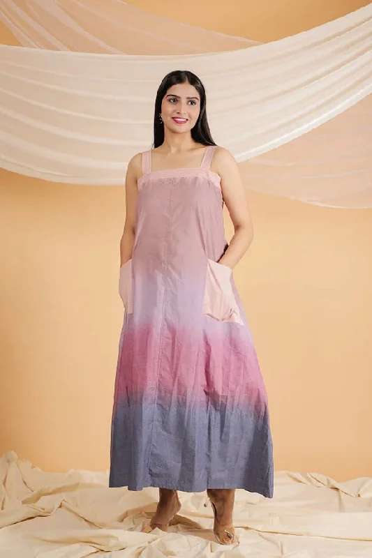 Weekend Special Sale Dust Pink Ombre Dyed Strappy Midi Dress