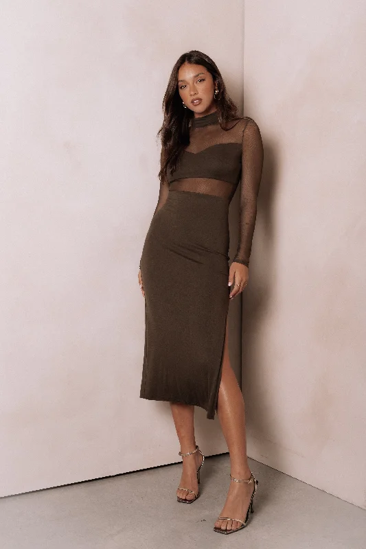 Extra Discount Farrow Long Sleeve Midi Dress - Olive