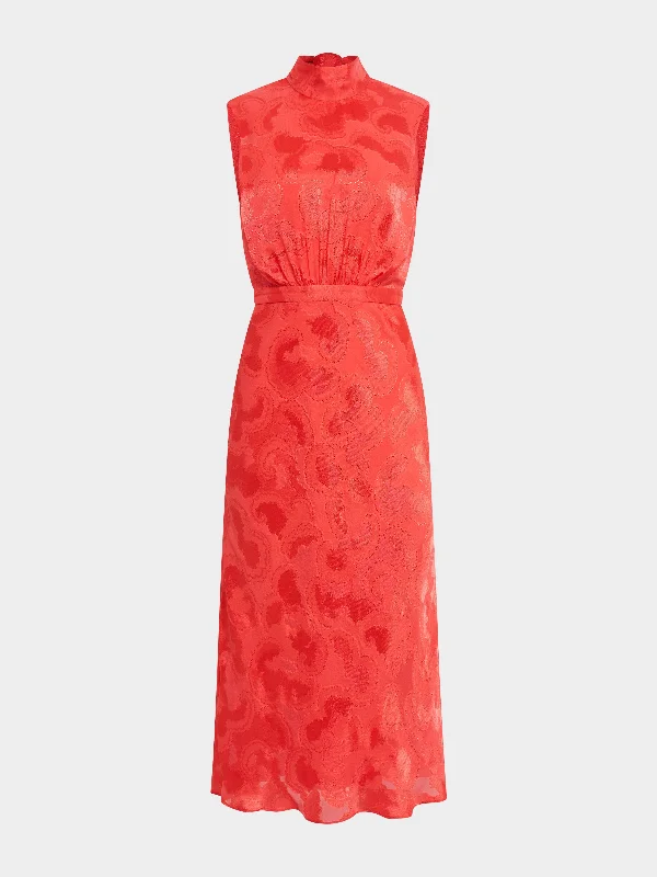 Weekend Shopping Rush Fleur Midi Dress in Hot Coral