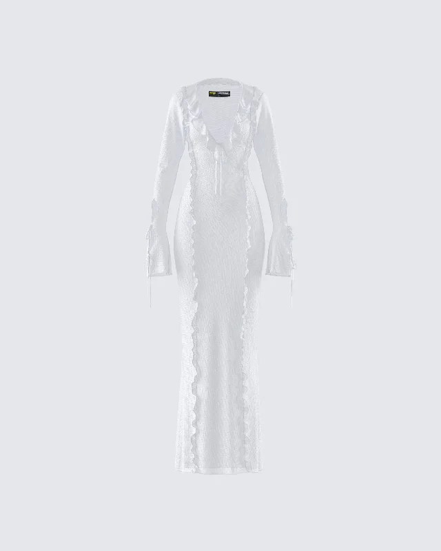 Florence White Mesh Maxi Dress